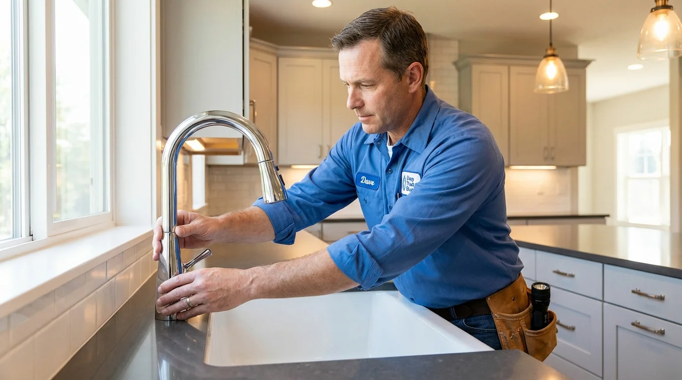 Kitchen faucet installation by Johns Plumbing LLC in Woodbury