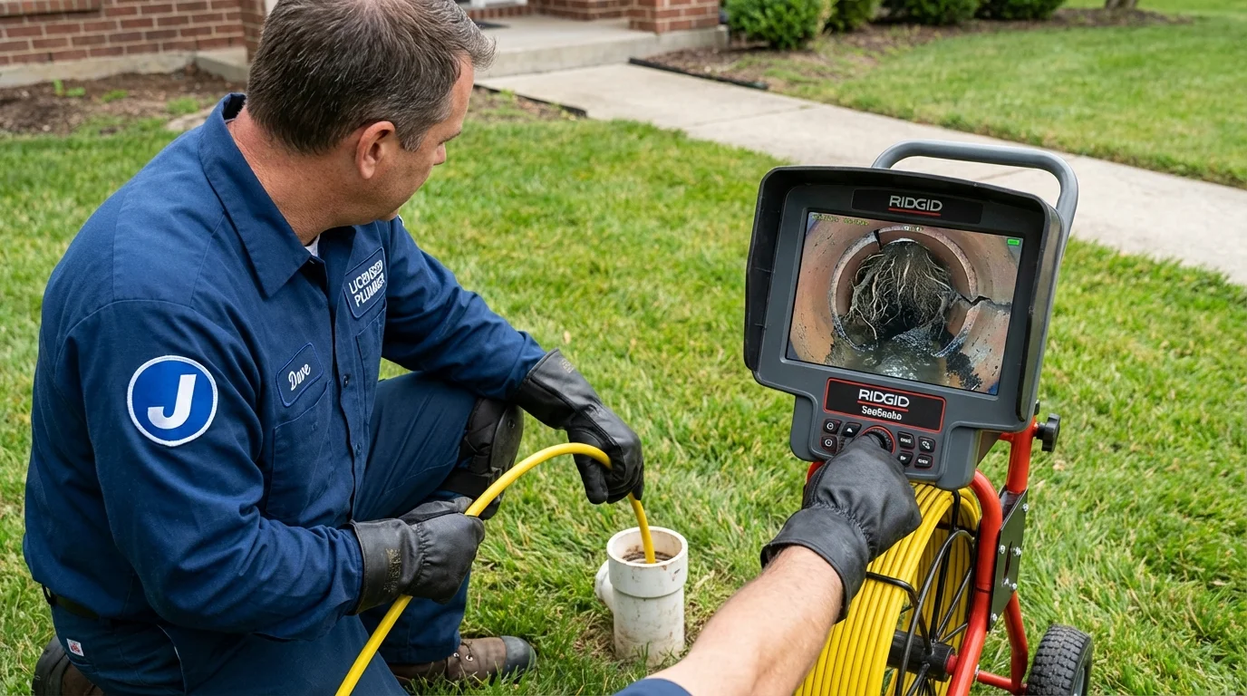 Sewer camera inspection being performed by Johns Plumbing LLC in Woodbury